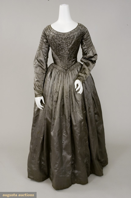 1840s grey silk satin gown 2