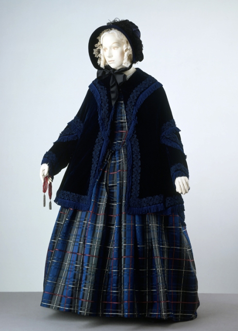 1845. Dress and mantle, England