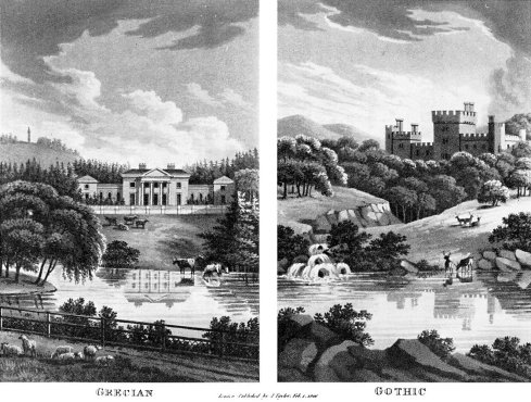 1816. Grecian vs Gothic - Neoclassical vs Romantic Style Contrast