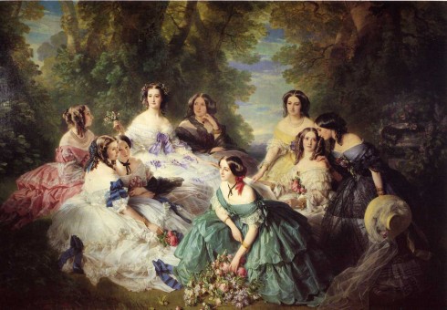 1855. fashion empress eugenie and the ladies in waiting