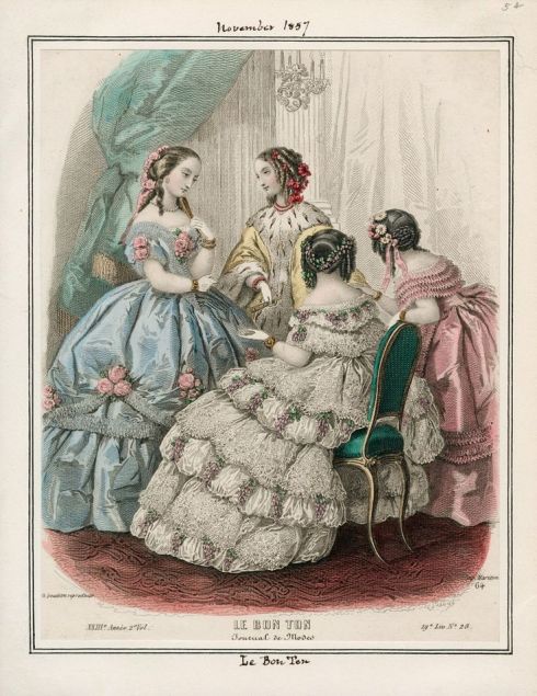 1857. evening dresses, Le Bon Ton, November