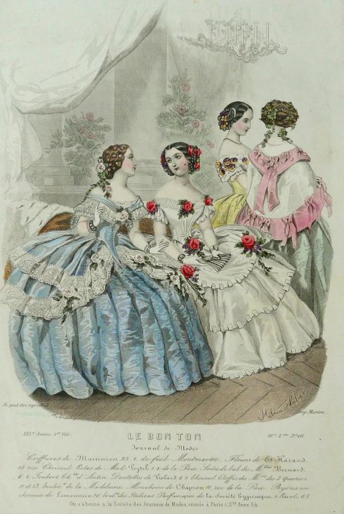 1858. evening fashions, Le Bon Ton