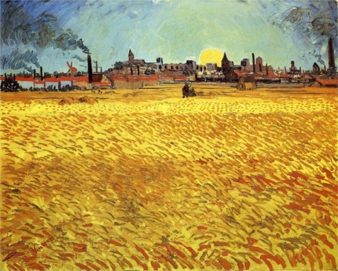 1888. Summer Evening, Wheatfield with Setting sun, Vincent van Gogh